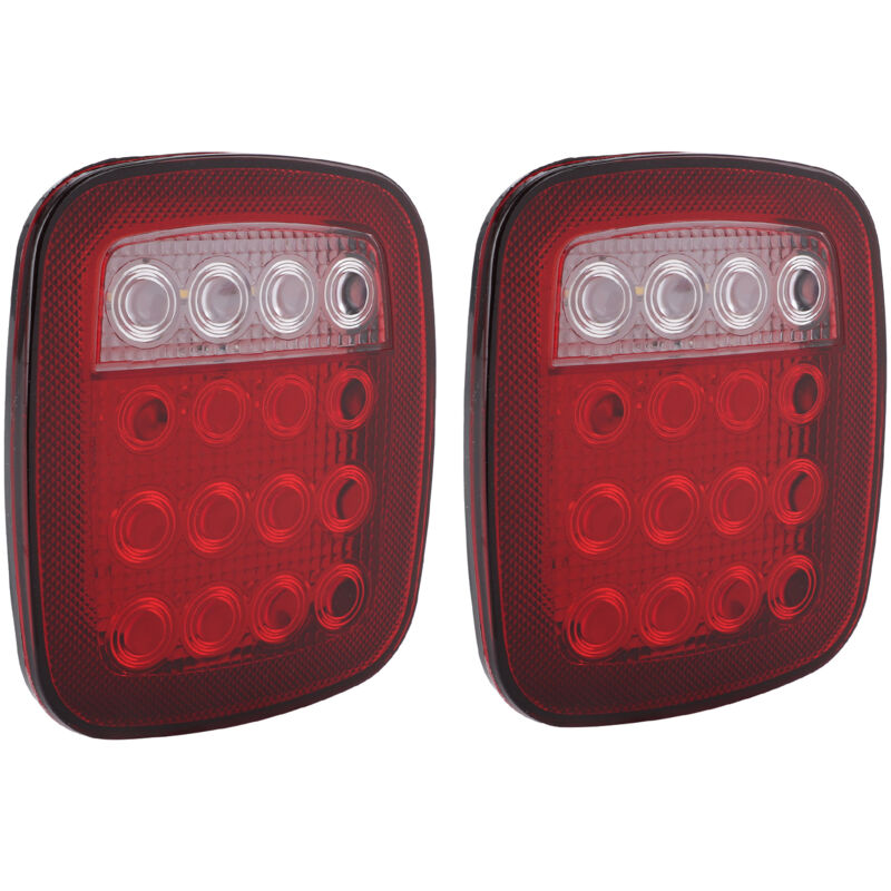 Debuns - Feu de recul 16 led bicolore rouge blanc, feu de gabarit latéral carré, compatible avec Jeep Wrangler jk cj yj (1976-2006),de