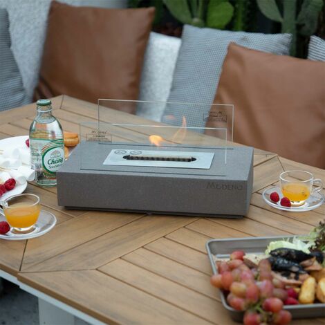 Feu de table MODENO KIRA Brasero de table éthanol gris foncé,  Brasero de table en béton,  Brasero design pour extérieur/intérieur
