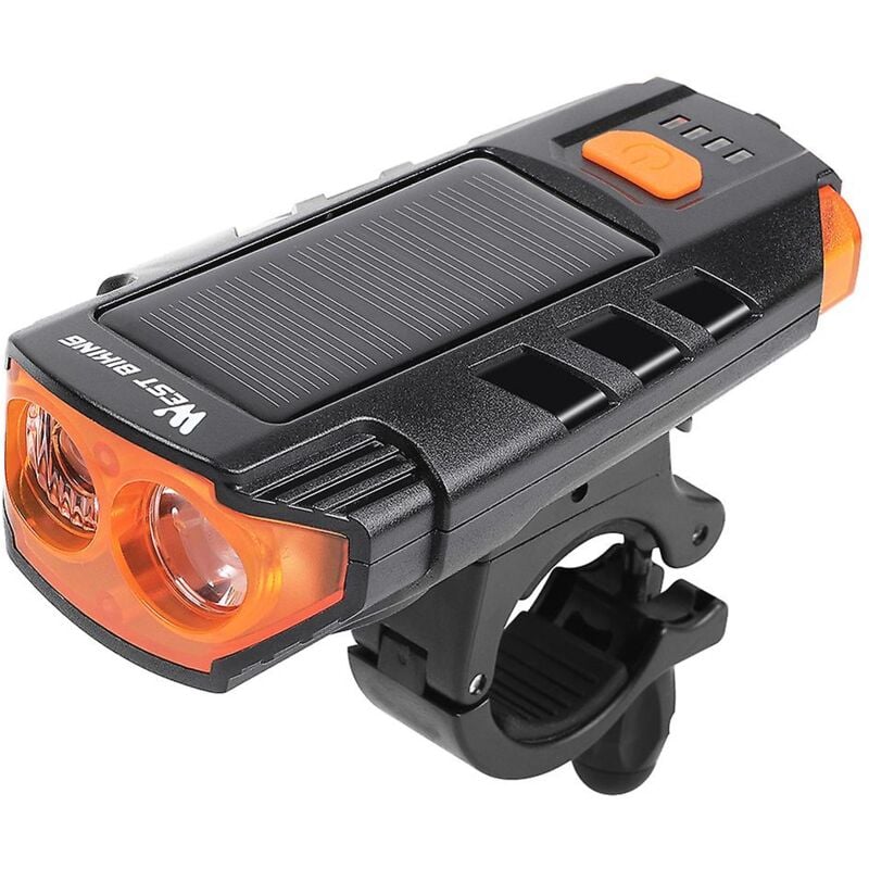 Fei Yu - Feu de vélo à énergie solaire, phare de vélo à led rechargeable par usb, lampe d'avertissement de klaxon de vélo étanche