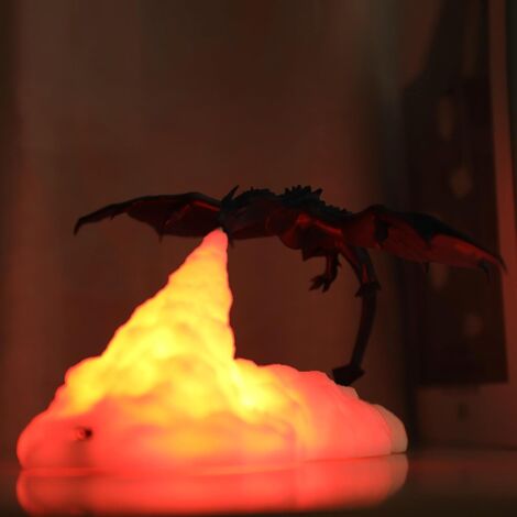 Feu Dragon Glace Dragon Lampe 3D imprimée Lampe de fusée LED Lune éclairer Signe pour chambre Salon Bar Party avec USB rechargeable