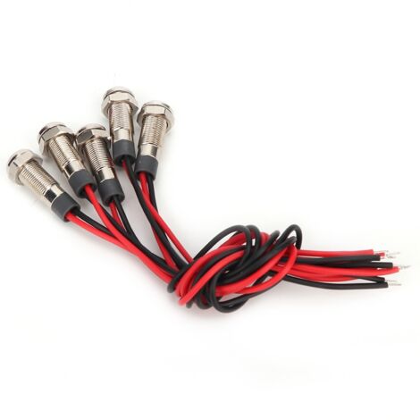Feu LED étanche IP66 - Lot de 5, 6mm, câble inclus (1NO, 12-24V DC)