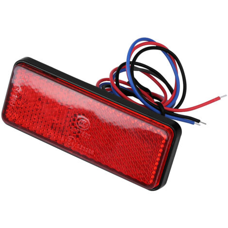 Feu stop arrière à réflecteur LED rectangulaire universel pour moto, scooter et cyclomoteur, rouge