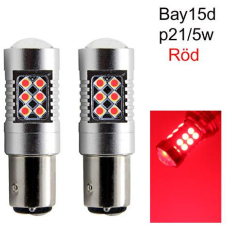 Feu stop arrière Bay15d rouge p21/5w LED 1157 avec 24 LED SMD 3030 (lot de 2), gris argenté