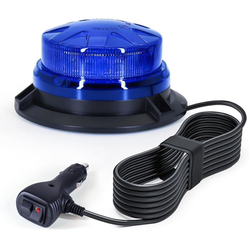 Feu stroboscopique LED rotatif, 12 V-24 V bleu V16, éclairage d'urgence magnétique avec câble de 3 mètres pour véhicules, tracteurs, voiturettes de