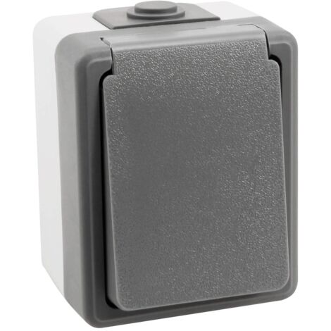 Feuchtraum Steckdose Serie Secure Aufputz IP44 250V grau Einzelsteckdose
