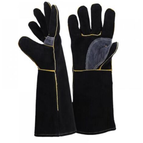 Feuer- und hitzebeständige Handschuhe aus Leder mit Kevlar-Nähten, ideal für Kamin, Herd, Ofen, Grill, Schweißen, Barbecue, MIG, Topflappen und Tierbehandlung (40 cm)