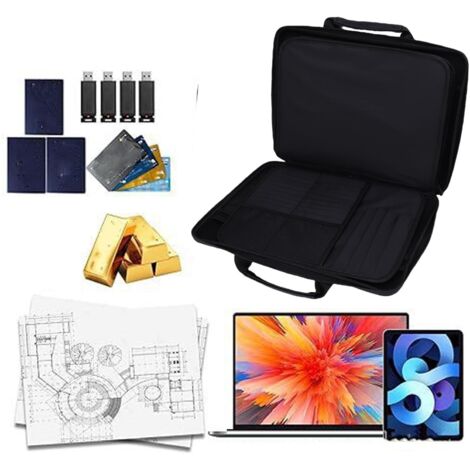 Feuerfeste Dokumentenbox mit Hartschale und Sicherheitsschloss: Tragbar, multifunktional, in sich abgeschlossen und leicht zu transportieren. Maße (ca.): 39,5 x 29,5 x 7,5 cm. Material: Silikon-Verbun