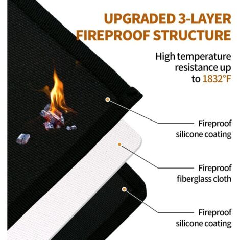 Feuerfeste Kaminmatte – 106 x 61 cm Kaminmatte für feuerfeste Kamine Feuerfeste Matte für Innen- und Außenkamine – Fiberglas