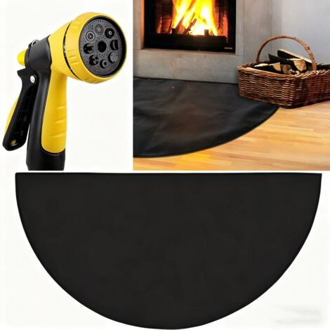 Feuerfeste Kaminmatte, Silikon und Fiberglas, Schwarz, 122 x 73 cm, für Holzöfen, Bodenschutz im Innen- und Außenbereich (1 mm, mit separatem Wasserstrahl)