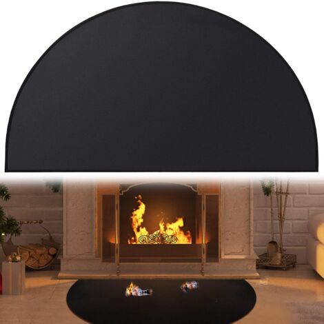 Feuerhemmende Untergrillmatte und Kaminmatte 42 x 24 Zoll, ölbeständiger Grillschutz für Decks und Terrassen, Feuerstellenmatte schützt Böden vor Funken und Glut, Schwarz