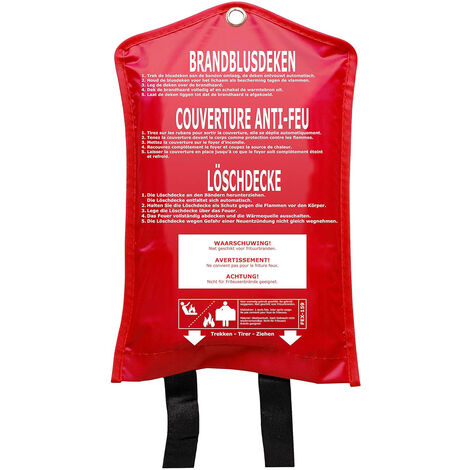 Feuerlöschdecke 160x180cm, Brandschutzdecke aus Glasfaser
