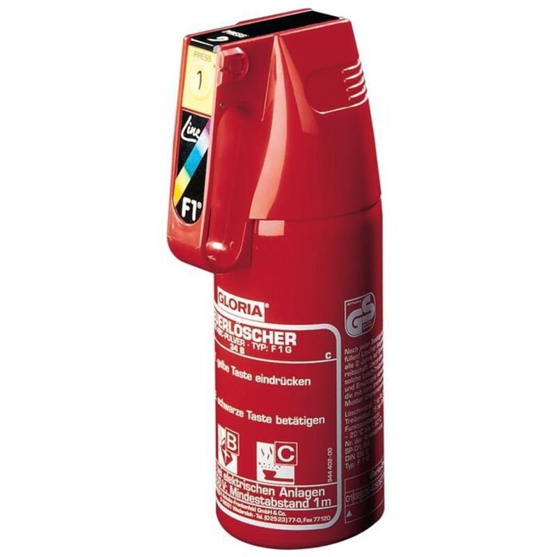 Gloria - Extincteur à poudre F2G 2 kg à pression continue classe d'incendie a 13 a 89 b c sans manomètre, avec support