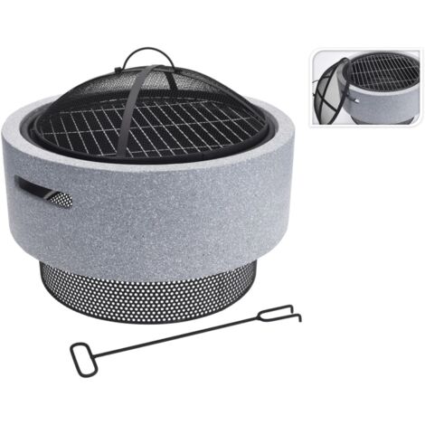 Feuerschale mit Grillrost Rund Hellgrau 52x18,5 cm ProGarden - Grau