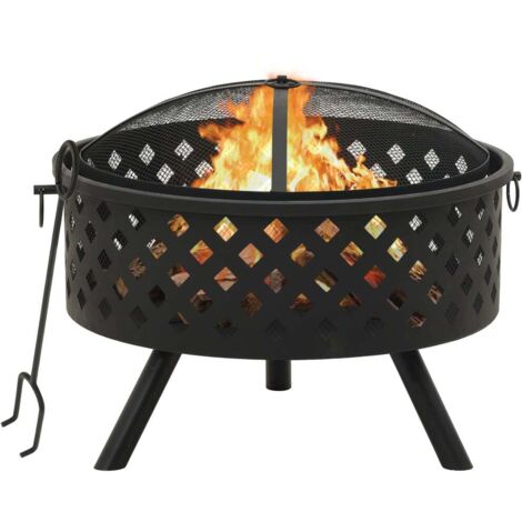 Feuerstelle mit Schürhaken 68 cm XXL Stahl vidaXL
