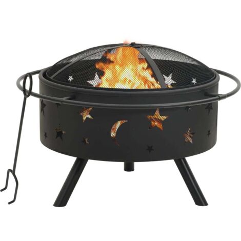 Feuerstelle mit Schürhaken 76 cm XXL Stahl vidaXL