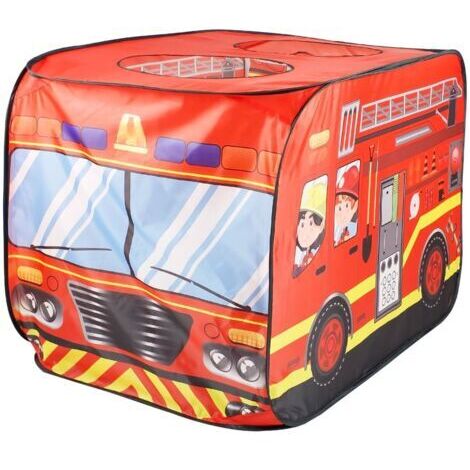 Feuerwehrwagen-Spielzelt für Kinder – Pop-up Spielzelt in Rot, 70x112x75 cm, für drinnen und draußen, ab 3 Jahren