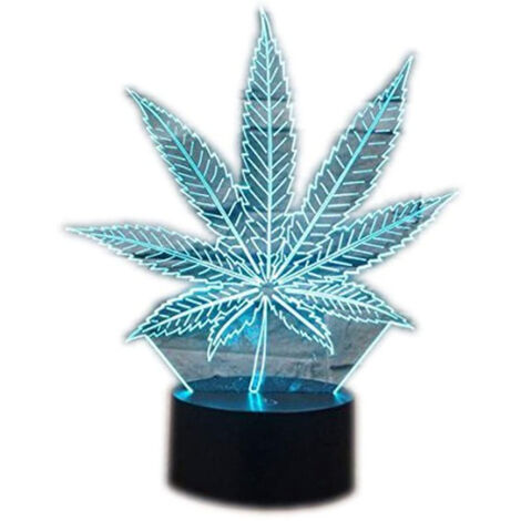 Feuille 3D LED Veilleuse Interrupteur tactile Port USB 7 couleurs de lumière Acrylique Weed Lampe de table Jouet créatif Cadeau