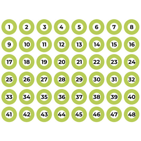 Feuille Adhésive A4 Numérotée 1-48 Vert Edm