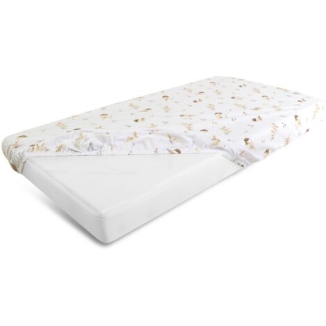 Feuille. COTON imprimé avec élastique 70x140x10