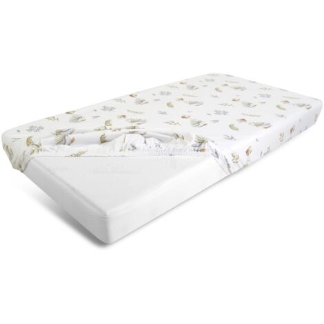 Feuille. COTON imprimé avec élastique 70x140x10