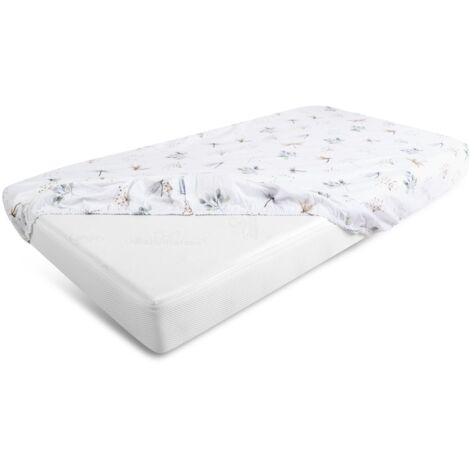 Feuille. COTON imprimé avec élastique 70x140x10
