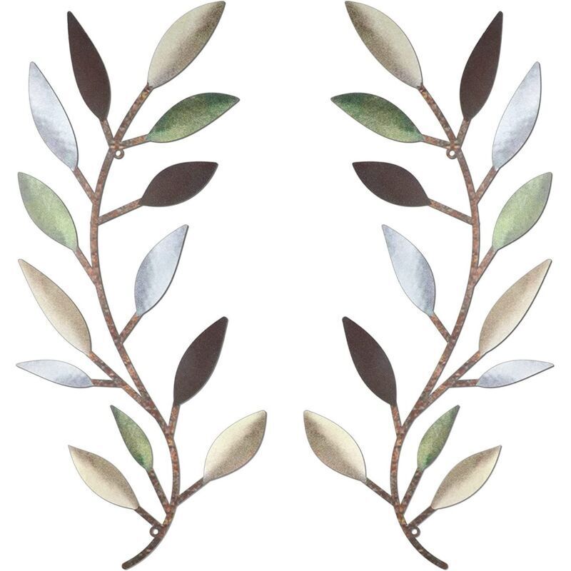 Feuille d'arbre en métal décoration murale vigne branche d'olivier feuille Art mural en fer forgé défilement au-dessus du lit, salon, décoration