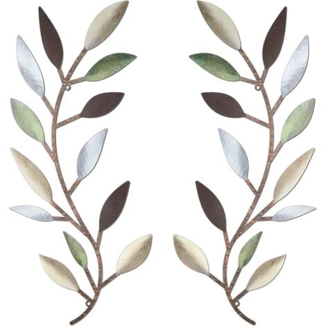 Feuille d'arbre en métal décoration murale vigne branche d'olivier feuille Art mural en fer forgé défilement au-dessus du lit, salon, décoration extérieure