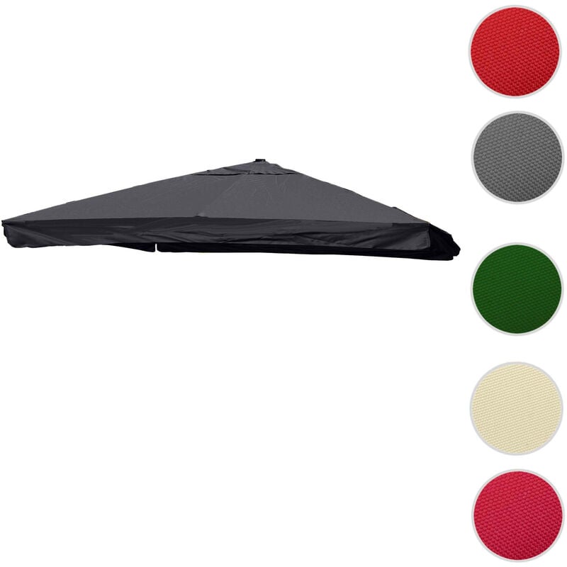 HW - Revêtement pour parasol de luxe c-a96 avec volant, 3 x 3 m (ø4,24 m) polyester 3kg crème-gris