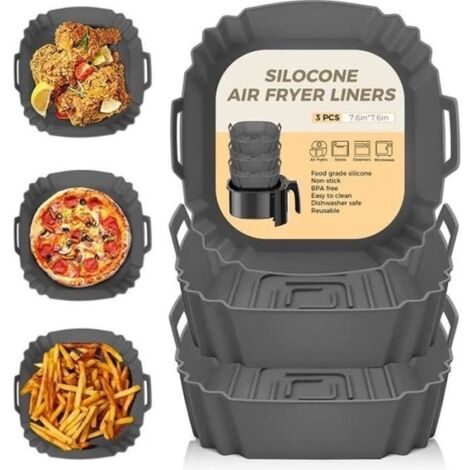 FEUILLE DE CUISSON - TAPIS DE FOUR - TOILE DE CUISSON 3 Pièces Silicone Moule Air Fryer Accessoires Réutilisable Friteuse Air Chaud