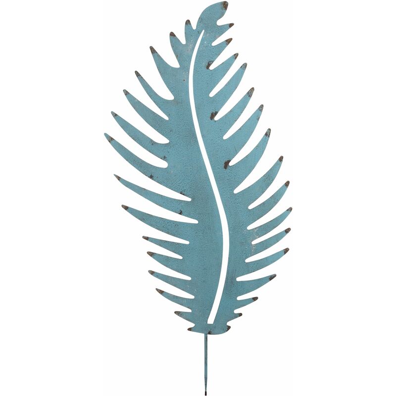 Aubry Gaspard - Feuille déco en métal antique à planter - Bleu