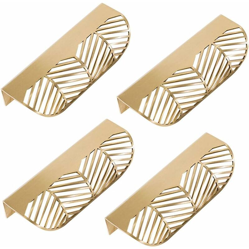 Feuille Forme tiroir Poignée en laiton Meubles Porte Bouton Pull Cabinet Armoire Poignée de porte L117 (11.7 x 2.3 x 4.3 cm, 4PCS L117)