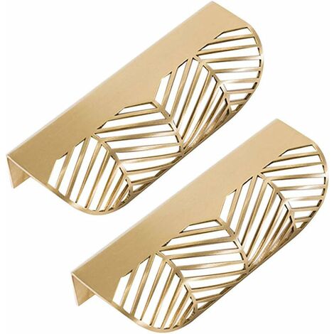 Feuille Forme tiroir Poignée en laiton Meubles Porte Bouton Pull Cabinet Armoire Poignée de porte ( 2PCS)