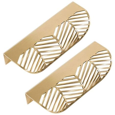Feuille Forme tiroir Poignée en laiton Meubles Porte Bouton Pull Cabinet Armoire Poignée de porte ( 2PCS)