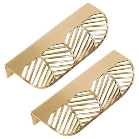 Feuille Forme tiroir Poignée en laiton Meubles Porte Bouton Pull Cabinet Armoire Poignée de porte (2PCS)