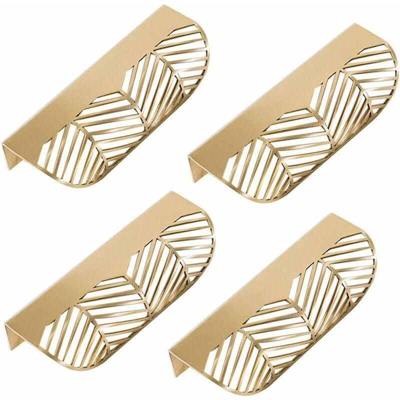 SNQ - Feuille Forme tiroir Poignée en laiton Meubles Porte Bouton Pull Cabinet Armoire Poignée de porte L117 (11.7 x 2.3 x 4.3 cm, 4PCS L117)