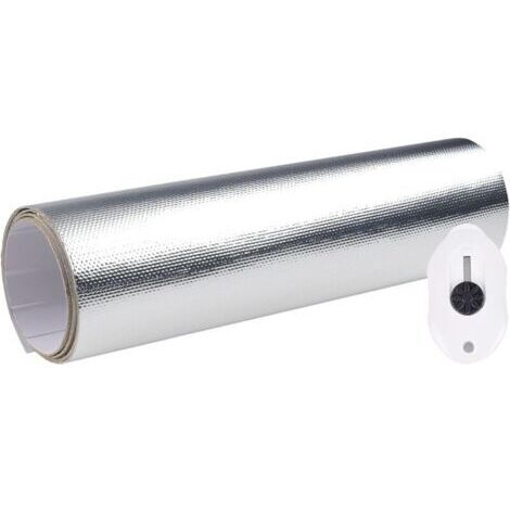 Feuille Isolante Autocollant Isolation Thermique en Feuille Aluminium Fibre de Verre Feuilles Isolant Thermique Voiture Pare Chaleur Adhesif Matériau Réfléchissant pour Tuyau , 60 x 250 cm