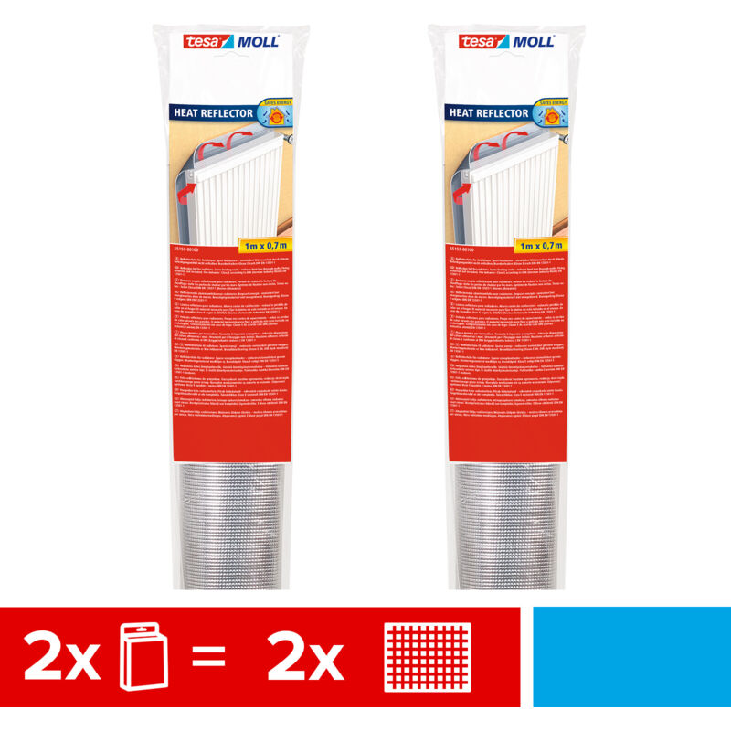 Film réfléchissant Tesa moll® pour radiateurs en paquet de 2 - film isolant pour le chauffage - film réfléchissant pour stocker la chaleur et