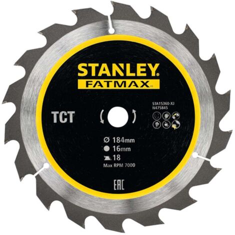 Feuille TCT. Ø 184x16 mm. 18 dents. STANLEY STA15360-XJ