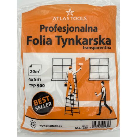 Feuille transparente ultra-résistante pour peinture et plâtre ATLAS TOOLS 4x5m