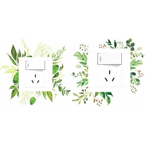 Feuille Verte Interrupteur Autocollant 2 Pièces Amovible Plante Lumière Interrupteur Décor Décalcomanies Bricolage Mur Art Autocollants