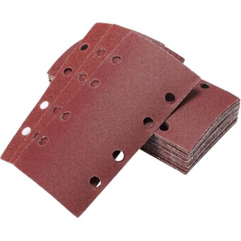 Feuilles Abrasives 25 Pièces pour Ponceuse Orbitales 93 x 185 mm, 8 Trous, Papier Abrasif Rectangulaire de Grain 40/60/80/120/240 en Oxyde d'Aluminium, Idéale pour Poncer/Polir