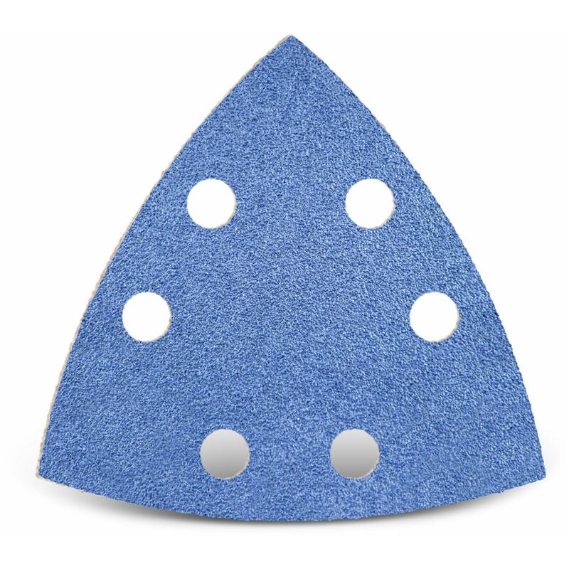 Blue Feuilles abrasives auto-agrippantes, 93 mm, 6 trous, p. Ponceuses delta, Corindon de zirconium (Lot de 25) G60 - Menzer