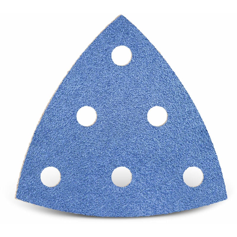 Menzer - Blue Feuilles abrasives auto-agrippantes, 93 mm, 6 trous, p. Ponceuses delta, Corindon de zirconium (Lot de 25) G80
