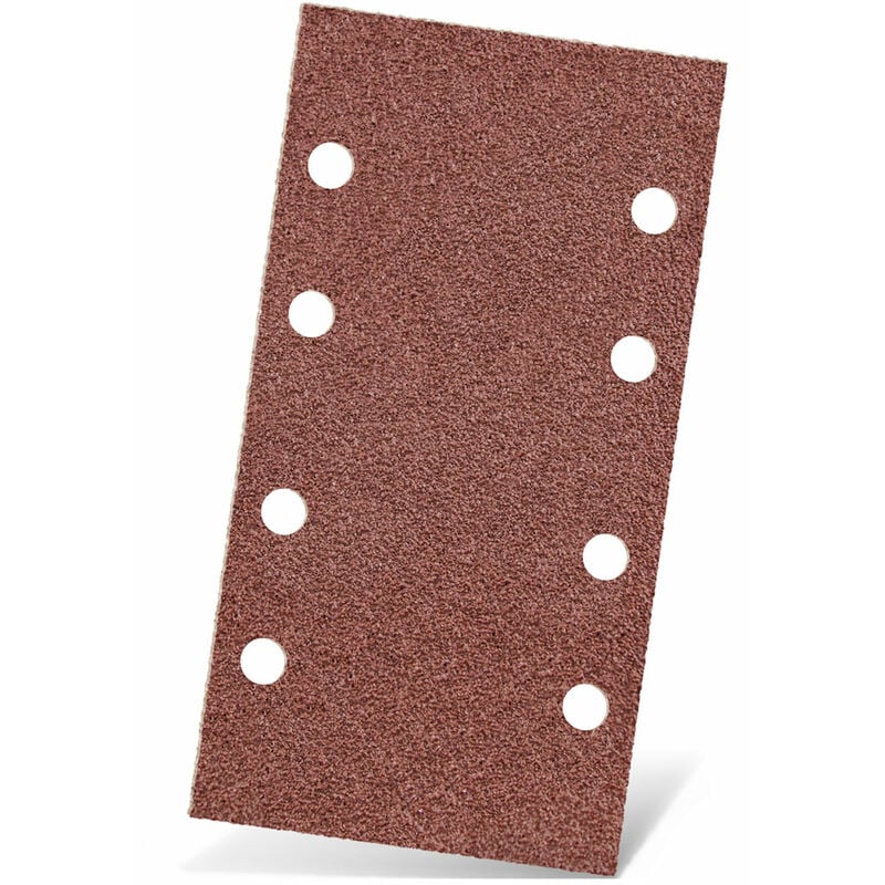 Red Feuilles abrasives auto-agrippantes, 180 x 93 mm, 8 trous, p. Ponceuses vibrantes, Corindon normal (Lot de 50) G80 - Menzer