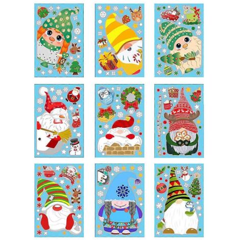 feuilles d'autocollants de Noël pour fenêtres, motif gnome, hiver, décorations murales et vitres, Père Noël