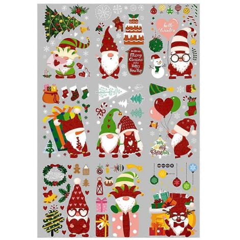 feuilles de décorations de fenêtre en forme de gnome de Noël, style scandinave, pour la maison ou le bureau, idéales pour les fêtes de Noël.