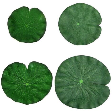 Feuilles de lotus artificielles, lot de 4, plantes de bassin imperméables, 4 tailles, aspect artificiel