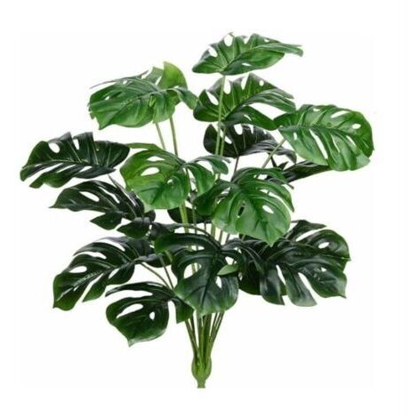 Feuilles de Palmier Artificielles Plantes Faux Faux Monstera Tortue Feuille Tropicale Grand Palmier Feuilles Plante Extérieure Plantes En Plastique Résistant Aux UV (Vert)