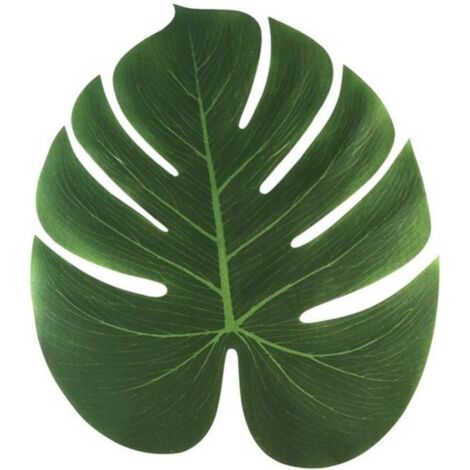 Feuilles de palmier artificielles tropicales pour Hawaii Luau - Lot de 60 - 35 x 29 cm - Vert - Tissu de soie