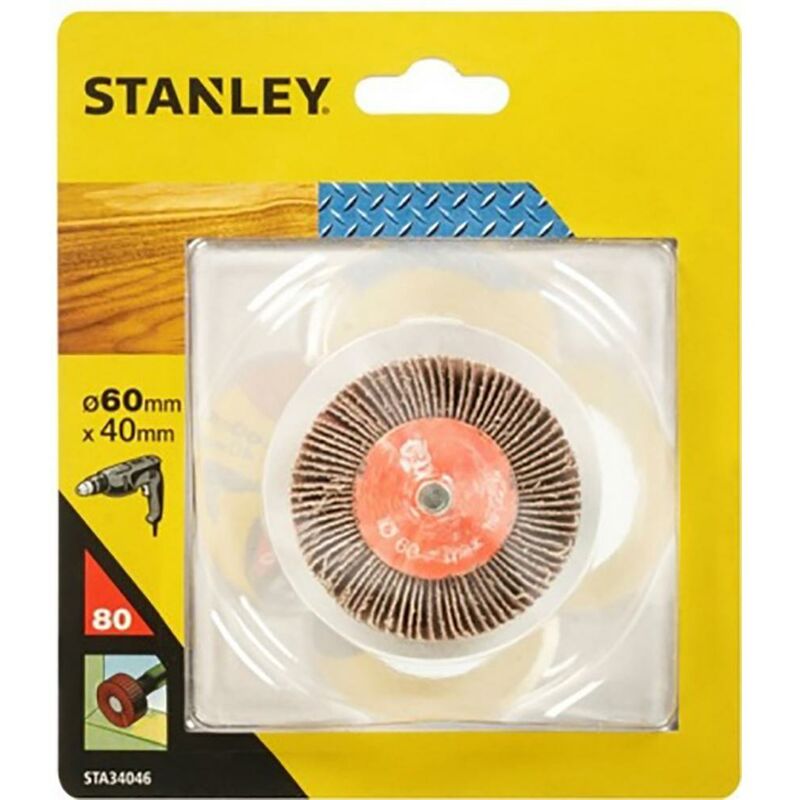 Feuilles de papier de verre pour brosses de perceuse Stanley Grit 080 060X040Mm Stanley